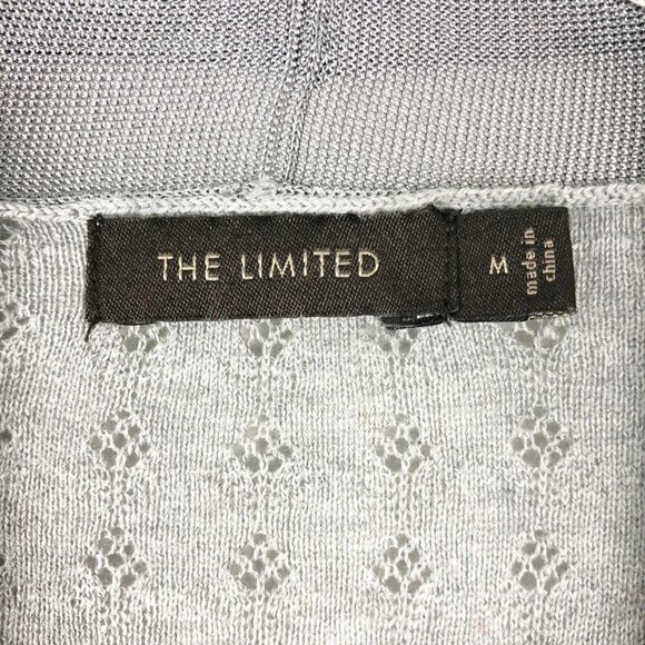 The Limited Sweater Women's M Grey Open-Front Belted Mixed Media Knit Cardigan - Picture 6 of 13